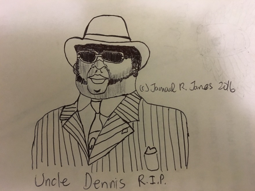Uncle Dennis LOVE you, illustration by Cartoonist Jamaal R. James.