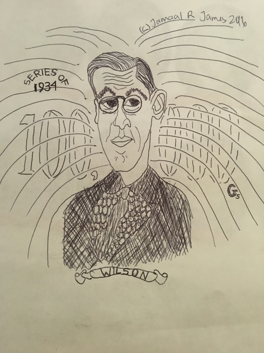 Woodrow Wilson Caricature Drawing by Cartoonist Jamaal R. James for James Creative Arts And Entertianment Company. illustrator
